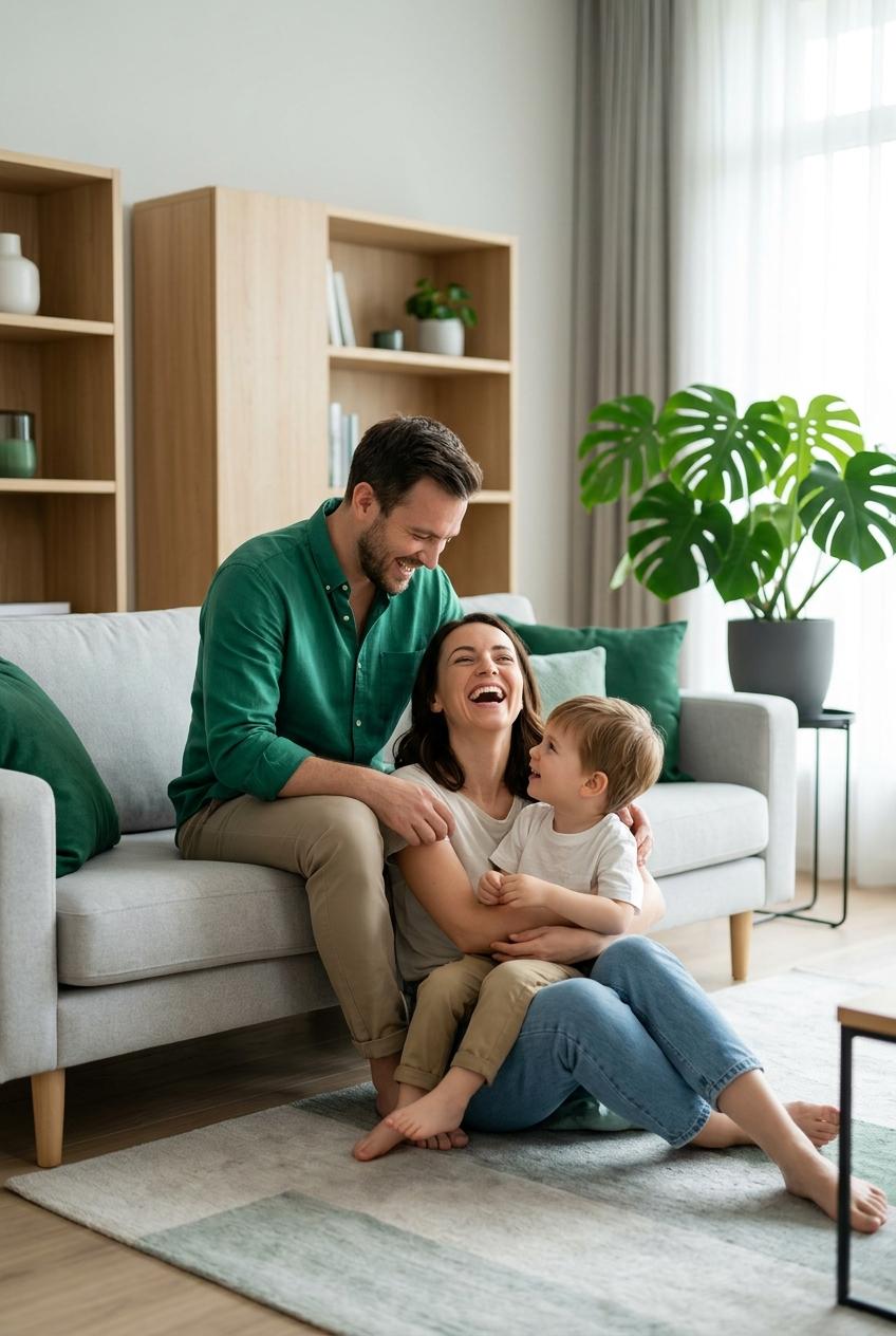 Famille sereine protégée par VitaLife